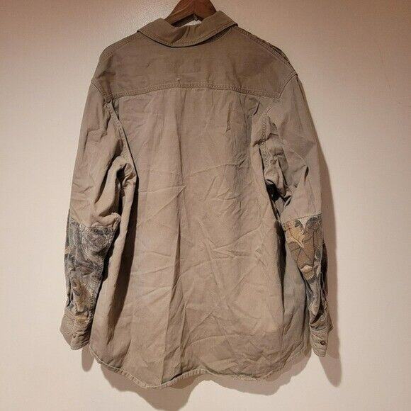 Vtg Camo Button Up Shirt Mens XL Hunting Shacket Beige Workwear Fishing Gorpcore - Picture 6 of 12